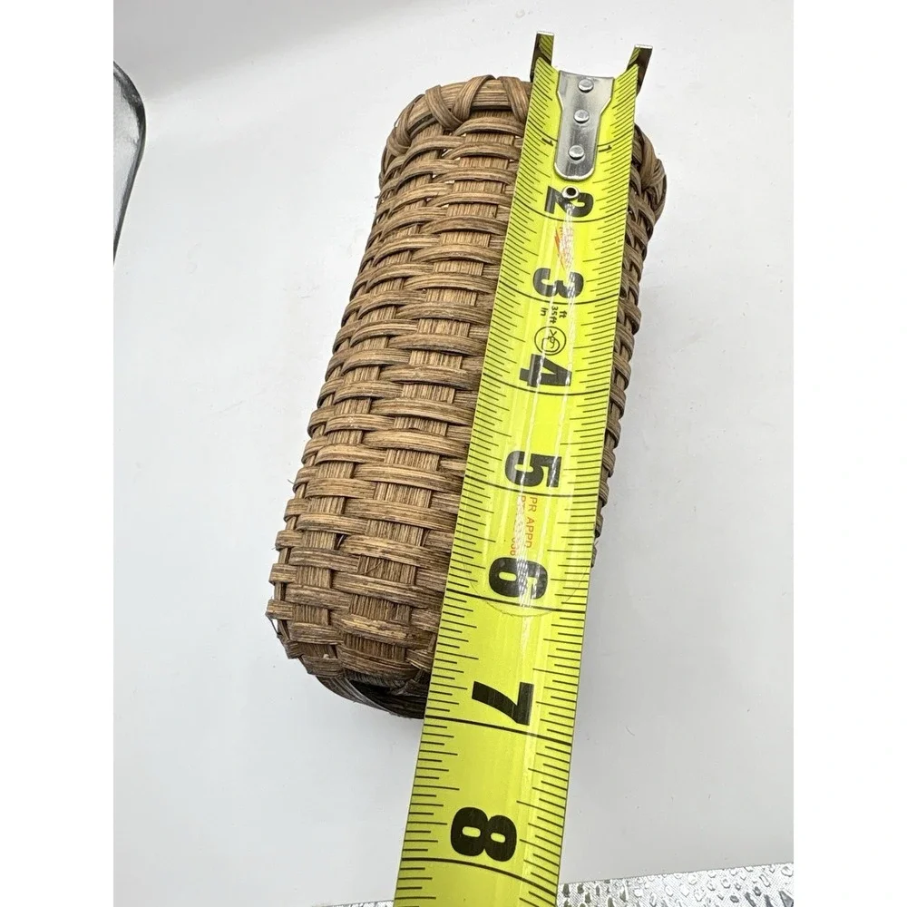 Handmade Wicker Hanging Wall Basket Brown Wall Pocket Skinny Coastal Cottage 7" - Picture 8 of 11